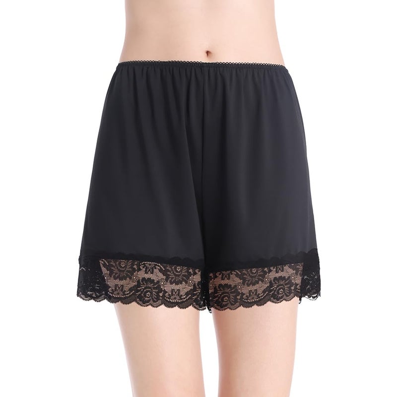 MANCYFIT Pettipants for Women Half Slip Culotte Shorts Split Skirt Lace Snip 4â€ Inseam Black X-Large - Image 1